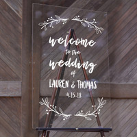 Wedding Welcome Sweet Greenery - Acrylic Sign (24x36)