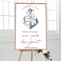 Wedding Welcome Sign Anchored in Love - Wedding Sign (24x36)