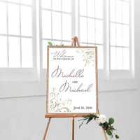 Wedding Welcome Sign Corner Swirls - Wedding Sign (18x24)