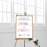 Wedding Welcome Sign Brush Strokes - Wedding Sign (18x24)