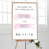 Wedding Welcome Brush Strokes - Wedding Sign (24x36)