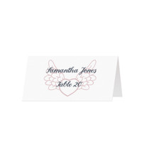 HEARTS AND FLOWERS - Custom Folded Place Cards (25 Pack)