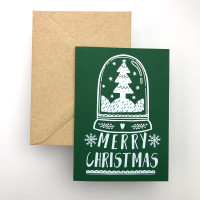 Snow Globe (Forest) - Folded Holiday Cards and Envelopes Set (12 Pack)