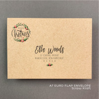 Christmas Holly Holiday Full Guest Address Color Printed A7 Euro Flap Envelopes