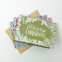 Rustic Christmas - Folded Holiday Cards and Envelopes Set (12 Pack)