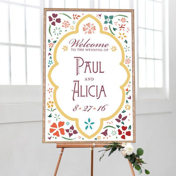 Wedding Welcome Flower Tin - Wedding Sign (24x36) - Cards & Pockets