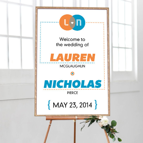 Wedding Welcome Venn Diagram - Wedding Sign (24x36) - Cards & Pockets