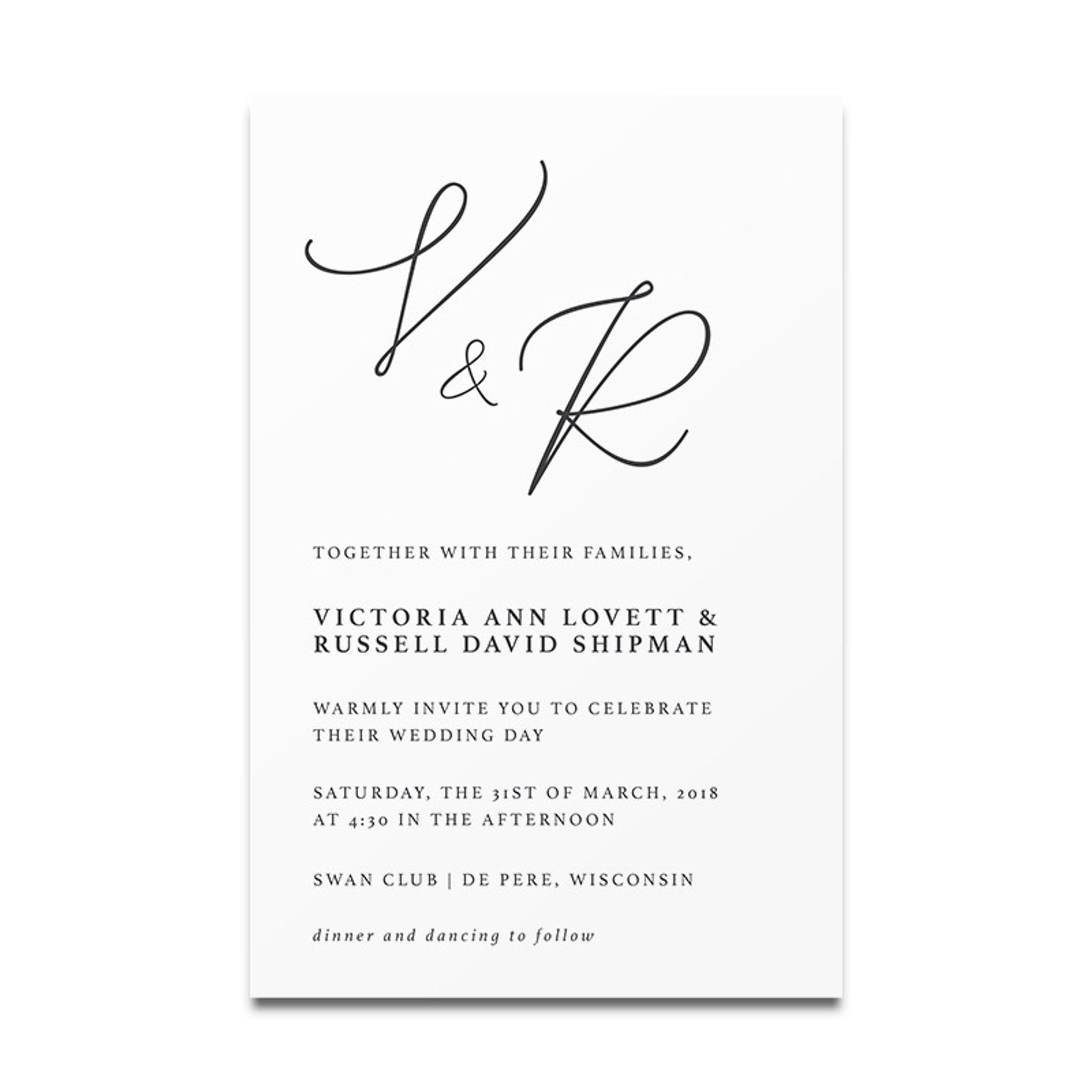 Simple Initials - A9 Invitation Card (5.5x8.5) - Cards & Pockets