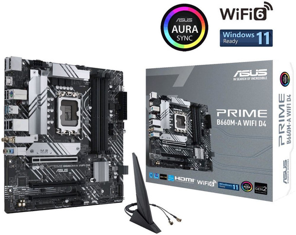 Asus PRIME B660M-A Wi-Fi D4 mATX LGA1700 4XDIMM DDR4 DP 2XHDMI PCI-E 4.0 2XM.2 4XSATA USB3.2 TYPE-A USB2.0 3XAJ