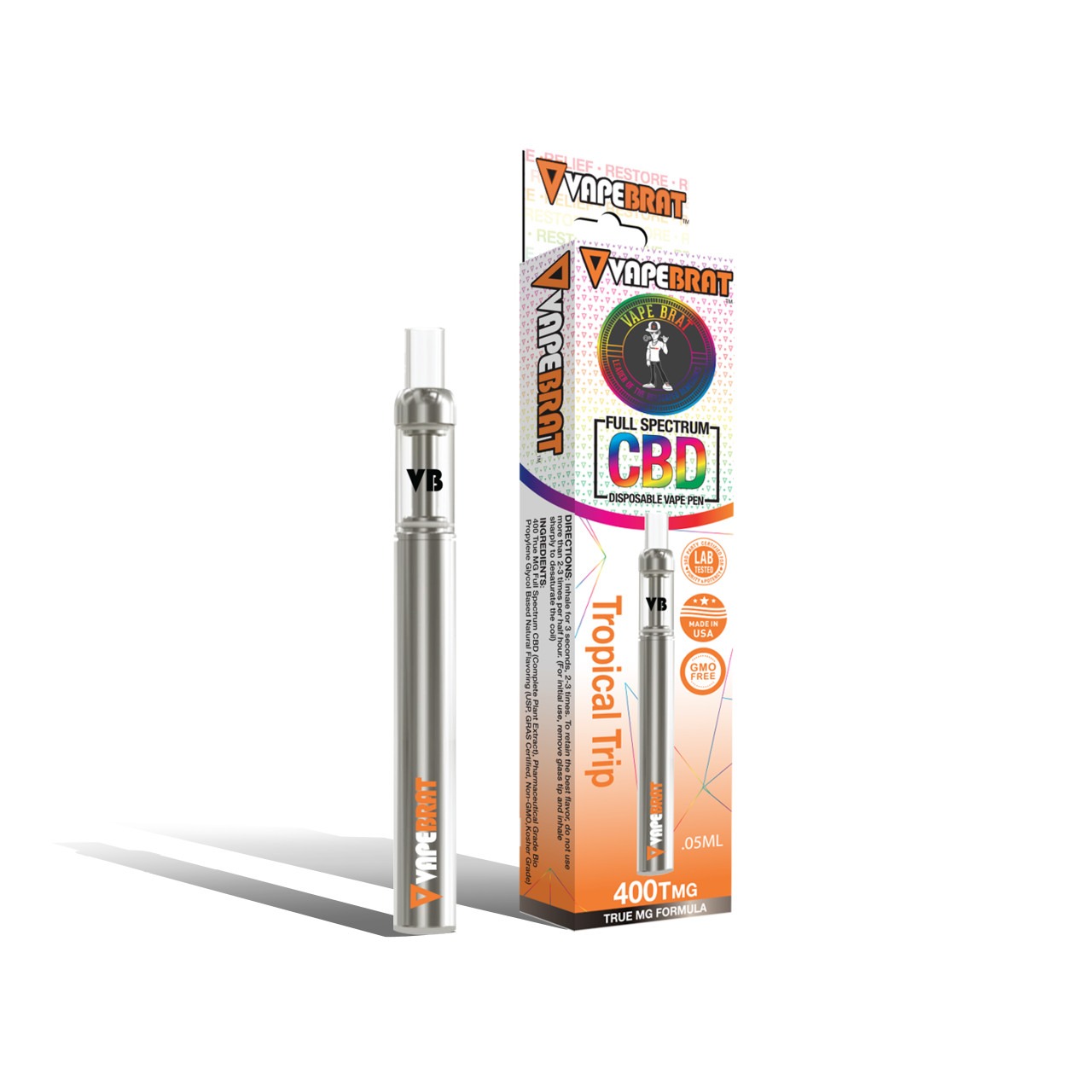 VapeBrat Full Spectrum CBD Disposable Vape Pen: 400Tmg CBD (25 Pack)