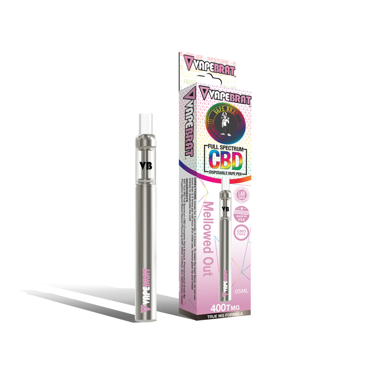 VapeBrat Full Spectrum CBD Disposable Vape Pen: 400Tmg CBD (100 Pack)