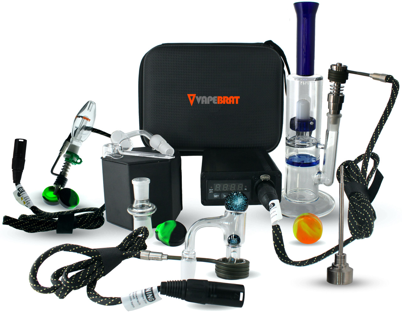 VapeBrat Quatro Enail - Terp Slurper Enail, Titanium Enail, Quartz Bucket Banger Enail, and Nectar Collector Enail Kit