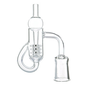 Diamond Knot Recycler Quartz Banger: 18mm Female 90 Degree Diamond Knot Recycler Quartz Banger: 18mm Female 90 Degree