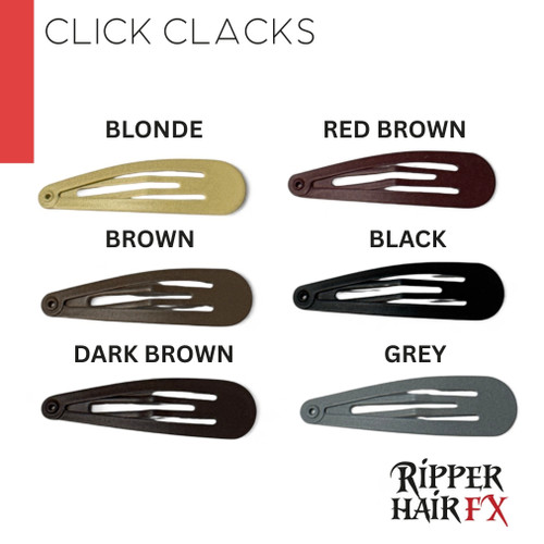 Click Clack Hair Wig Clips x10 - Various Colours