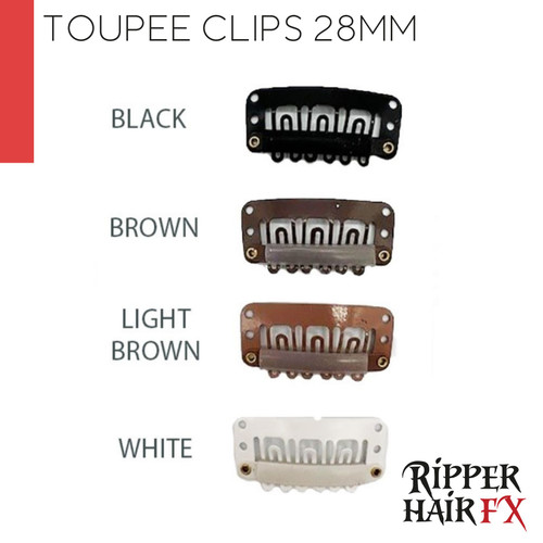 Toupee Clips Medium 28mm. Black Brown, Light Brown & Blonde