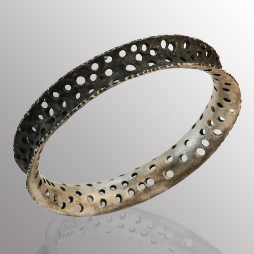 Silver and blackened silver bangle.  12.7mm wide.