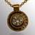 18K yellow gold and platinum pendant with 1/3ct. center diamond and 0.15ct. side diamonds.  11mm wide.