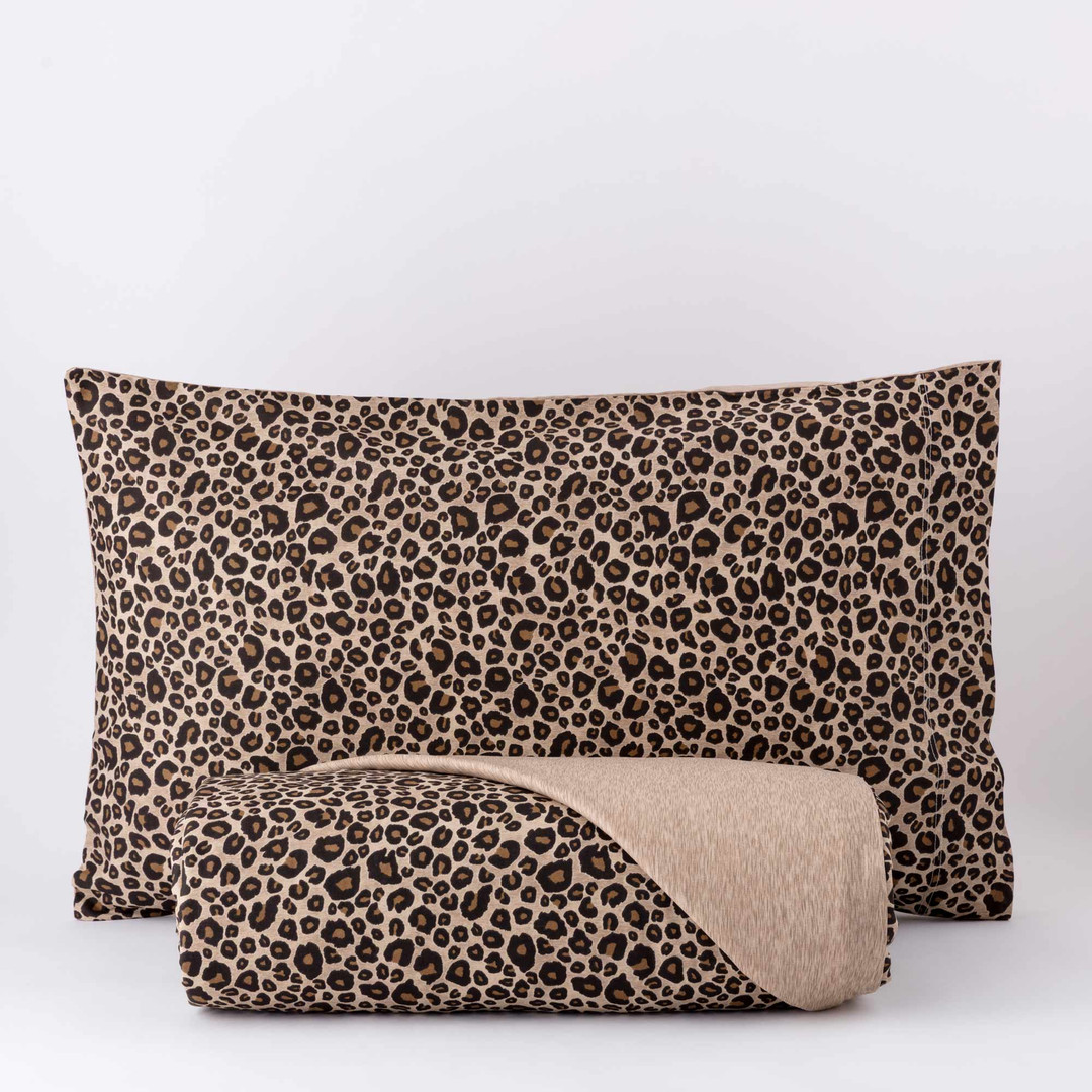Parure copripiumino in cotone leopard