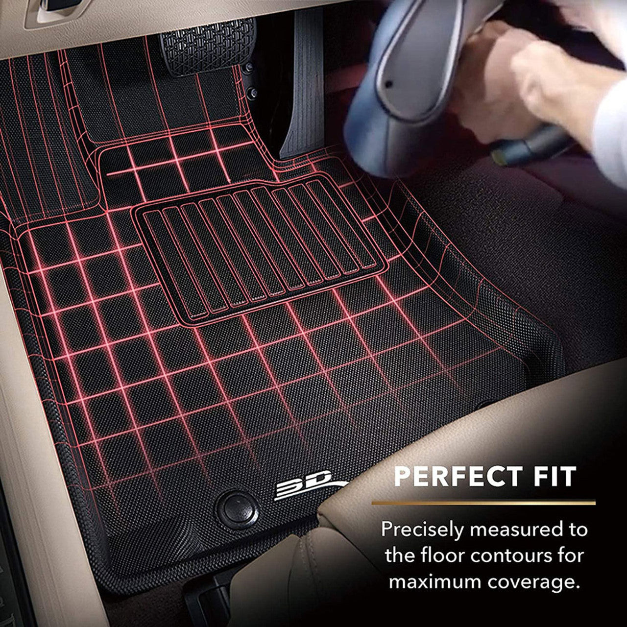 3D Mats USA® L1FR12801509 Front and Second Row Molded Floor Liner Black Made of Rubber - Interior Truck Accessories