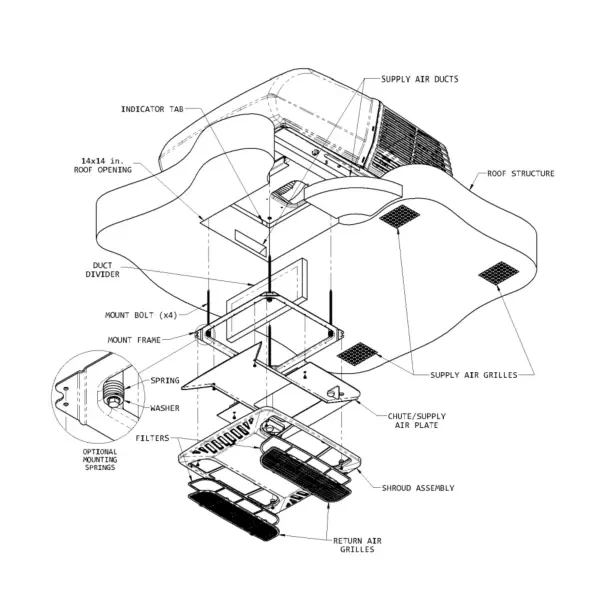 Coleman | Mach RV Ceiling Assembly | 8430A633 | Cool-Only | Lateral Ducted