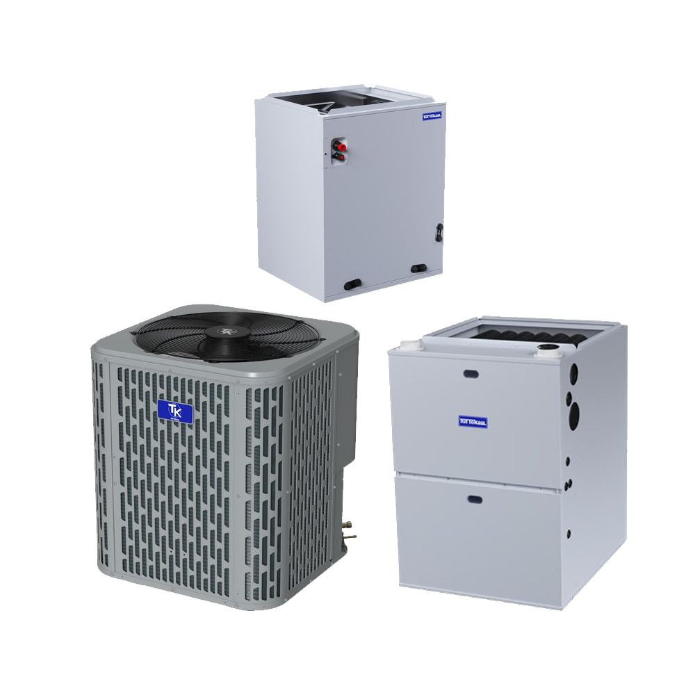 TuttoKool 3.5 Ton 14.3 SEER2 R-454B 100,000 Btu 80% Afue Dual Fuel System (Upflow, Downflow, Horizontal) Model:THP5042A1000A - TCCM4860CAOH - TGF80M100C5A