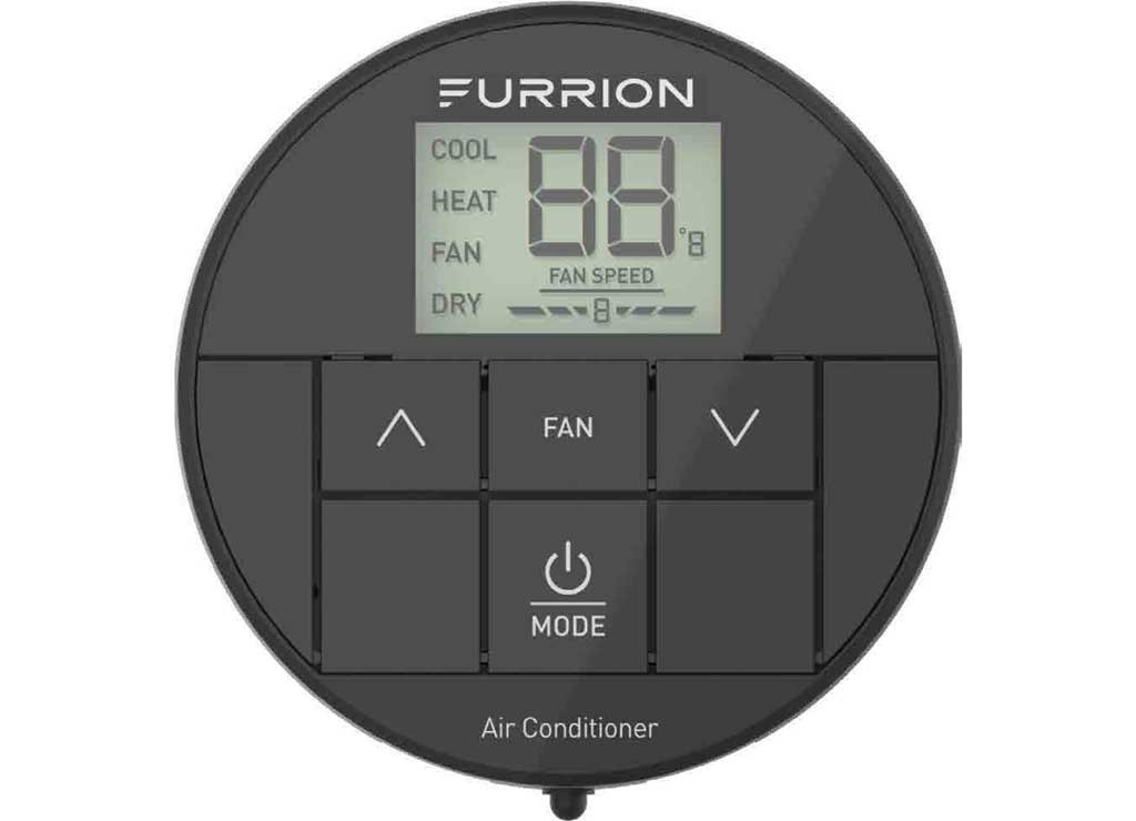Furrion | Chill® Air Conditioner Enhanced Single-Zone Thermostat | 2021130946 | FACW10ESSA-BL| 2 Fan Speeds | Black | Backlit LED | FACW10ESSA-BL