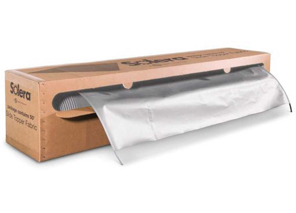 Lippert 432252
Awning Fabric; Solera ® Slide Topper; Slide Out Topper Fabric; Cut To Fit; 50 Foot Length; White; Anti-Scuff/ Anti-Mildew Fabric; Fits Solera/ Carefree and Dometic Awnings