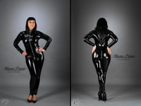 Custom made spandex vinyl  crotch zipper catsuit. Hypoallergenic Latex bodysuit alternative. More durable and better than a PVC catsuit.
