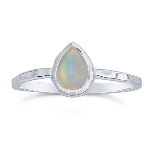 Sterling silver stackable ring with a Moonstone - 1