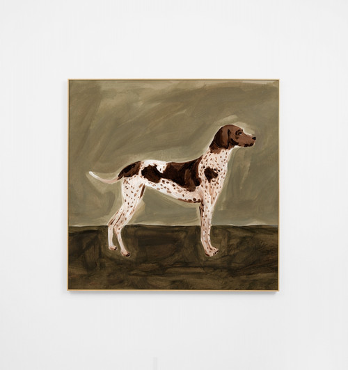 Pointer Portrait Khaki Canvas