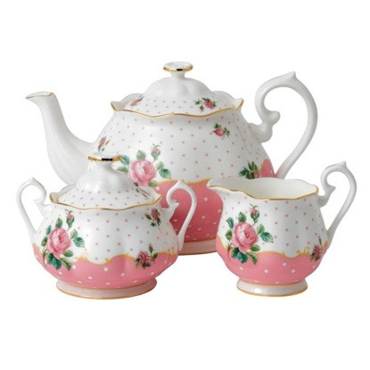 CHEEKY PINK TEAPOT SUGAR AND CREAMER SET