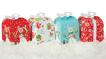 SNOWMAN JOY RIBBON FOIL TREAT BOXES - SET OF 8