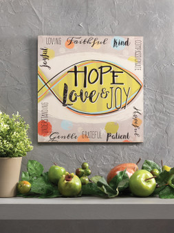 HOPE LOVE JOY FRAMED WOOD PRINT