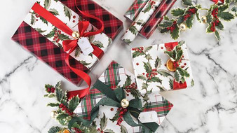 HOLLYBERRY PLAID 3 ROLL WRAP