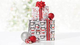 YUM YUM PENGUINS METALLIZED REVERSIBLE WRAP