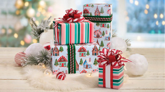 Gingerbread Village Jumbo Reversible Wrap