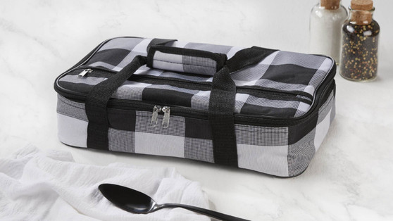FARMHOUSE PLAID CASSEROLE TOTE