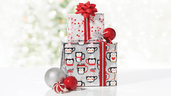 YUM YUM PENGUINS METALLIZED REVERSIBLE WRAP