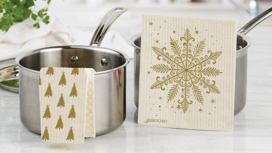 Rustic Winter Swedish Dish Cloths - Set of 2