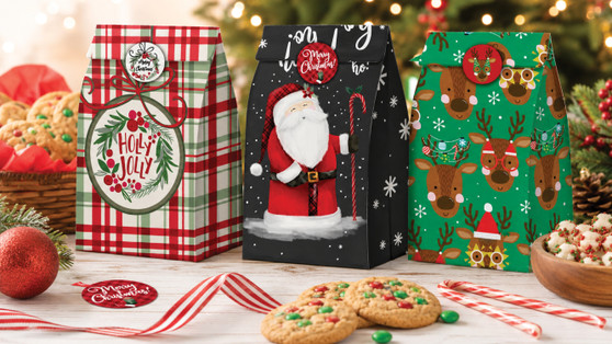Holiday Treat Bags w/Stickers  - Set of 6