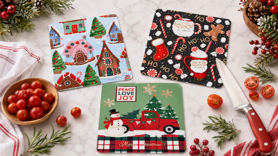 Christmas Grip Back Cutting Boards - Set of 3