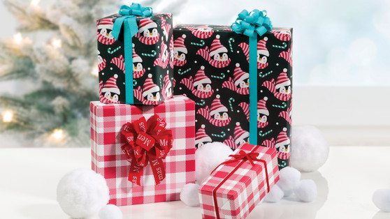 Penguin Peppermint Plaid Jumbo Reversible Wrap