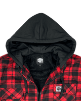 Sherpa Lined Hooded Fleece - Red Plaid - Hood