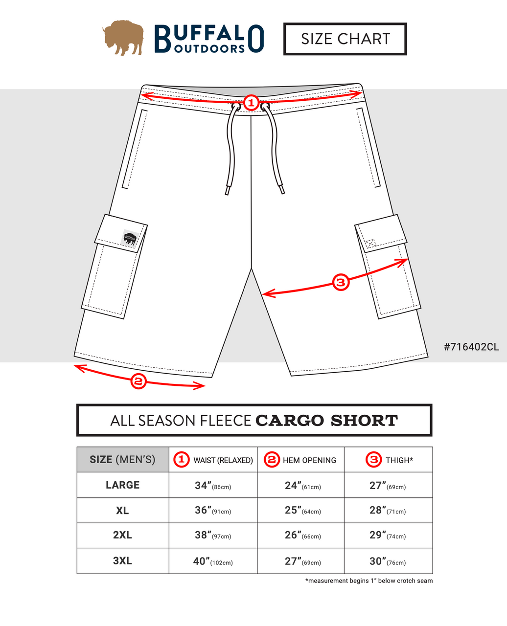 Buffalo Outdoors | Men's All-Season Fleece Cargo Shorts