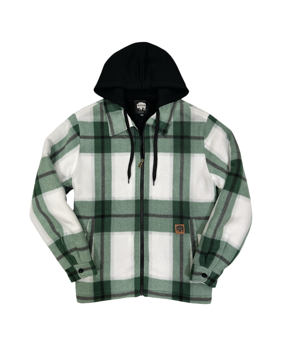 Buffalo Outdoors Women's Sherpa Lined Hooded Fleece Blue Plaid