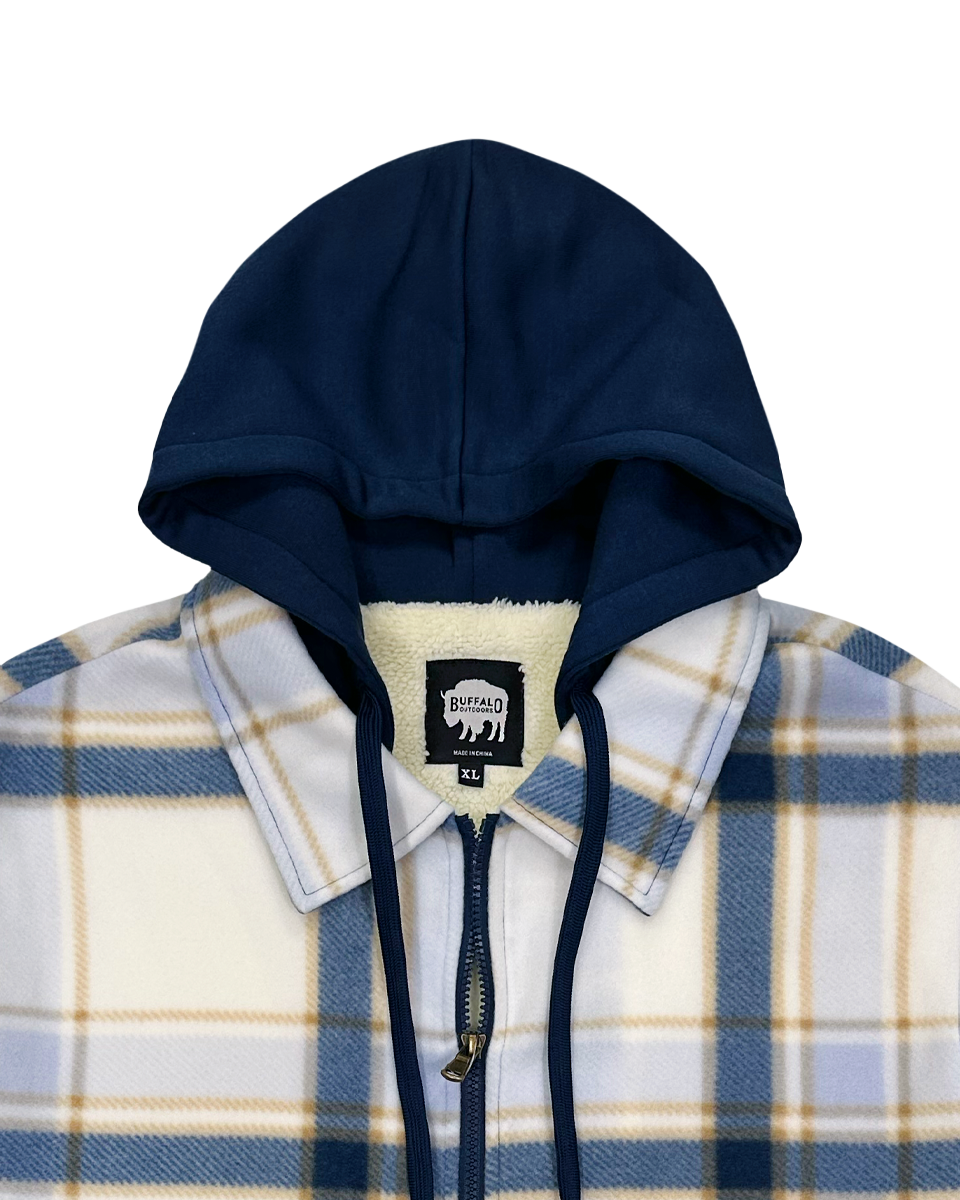 Buffalo Outdoors Women's Sherpa Lined Hooded Fleece Blue Plaid