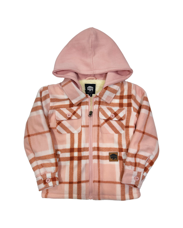 Kid's Sherpa Lined Fleece - Rosey Plaid - Main Kid's Sherpa Lined Fleece - Rosey Plaid - Main