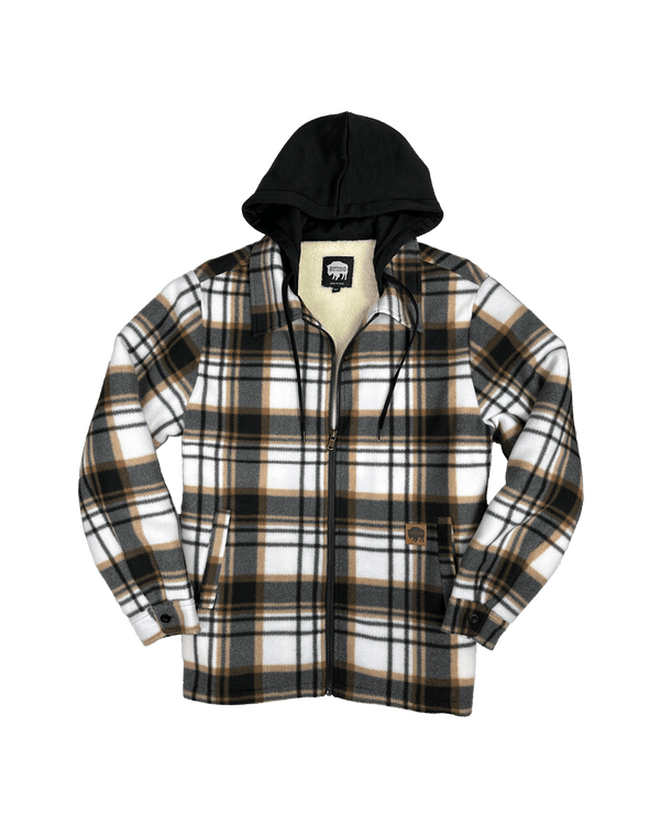 Women's Plaid Sherpa Lined Fleece - Camel Plaid - Main