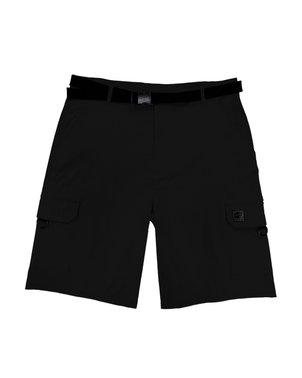 Men's Tech Cargo Short with Belt - Black - Front