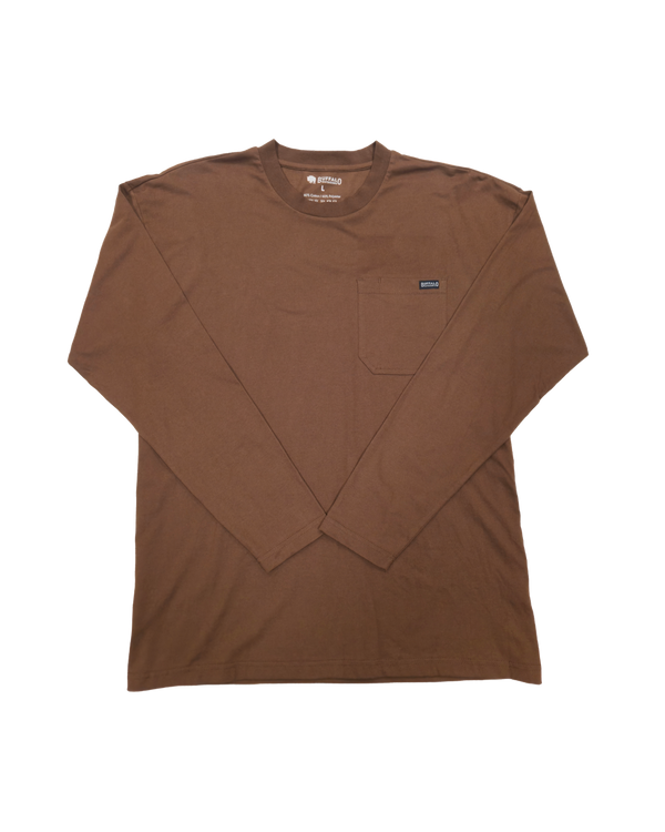 Buffalo Outdoors® Workwear Men's Heavyweight Long Sleeve Pocket T-Shirt - Bison - Main Buffalo Outdoors® Workwear Men's Heavyweight Long Sleeve Pocket T-Shirt - Bison - Main